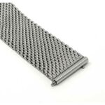 Closeup view of Silver Tone Extra Long (XL) 22mm Mesh Watch Band for Men, Quick Release, Deployment