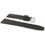 Side view of Brown Classic Slim Leather Watch Band with Stitch with Silver Tone Buckle