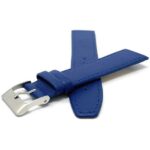 Front view of Royal Blue Womens Thin Leather Watch Band with Stitch with Silver Tone Buckle
