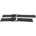 Sizecompare view of Black Womens Double Extra Long (XXL) Watch Strap, Leather, Padded, Buffalo Pattern with Stainless Steel Buckle