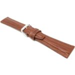 Angle view of Tan Leather Band. Semi Glossy, Standard or Extra Long (XL) with Silver Tone Buckle