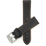 Top view of Orange Mens Thick Leather Racing Band with Side Color, Padded with Stainless Steel Buckle