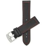 Top view of Red Mens Thick Leather Racing Band with Side Color, Padded with Stainless Steel Buckle