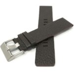 Face view of Brown Mens 22mm Leather Watch Replacement Band for Diesel Watches with Stainless Steel Buckle