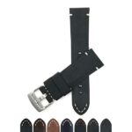 Bandini 520 | Mens Distressed Leather Watch Strap, White Stitch (Also Extra Long XL)