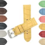 Bandini 602 | Wide Mens Leather Watch Band, Alligator Pattern, 12 Colors