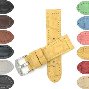 Bandini 602 | Wide Mens Leather Watch Band, Alligator Pattern, 12 Colors