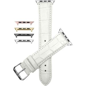 Bandini Womens Alligator Pattern Leather Band for Apple Watch 38mm/40mm, Standard, Extra Long (XL)