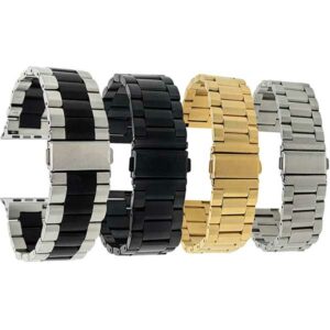 Bandini Stainless Steel Metal Watch Band, Silver, Gold, Black Tone for Apple Watch 38mm/40mm, Series 6/5/4/3/2/1