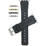 Bandini Mens Black Rubber Watch Band for Apple Watch 38mm/40mm, Series 6/5/4/3/2/1