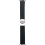Bandini Black Grooved Rubber Watch Band, Deployment Buckle for Apple Watch Series 6/5/4/3/2/1