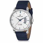 Daniel Klein Men's Watch - Leather Band - 44mm Analog - Quartz - Silver Tone/Dark Blue - DK11714-3