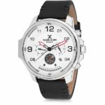 Daniel Klein Men's Watch - Leather Band - 46mm Analog - Quartz - Silver/Black - DK12117-3