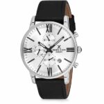 Daniel Klein Men's Watch - Leather Band - 43mm Analog - Quartz - Silver Tone/Black - DK12160-1