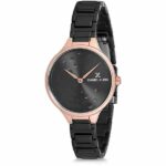 Daniel Klein Womens Watch - 32mm Analog - Quartz - Crystal Accented, Textured Two-Tone - Rose Gold Tone/Black - DK12196-7