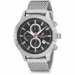 Daniel Klein Mens Watch - 46mm Analog - Multifunction - Quartz - Dual Time, Graphite Pattern - Silver Tone - DK12225-2