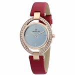 Daniel Klein Womens Slim Watch - Leather Strap - 32mm Analog - Quartz - Crystal Accented - Rose Gold Tone/Red - DK12269-6