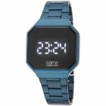 Daniel Klein 37.5mm Touchscreen Mens Retro Digital Square Watch - Stainless Steel - Blue - DK12409-6