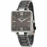 Daniel Klein Womens Square Watch - 30mm Analog - Quartz - Romain Numerals, Textured Dial - Silver Tone/Black - DK12410-4