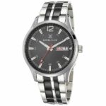 Daniel Klein Mens Watch - Stainless Steel - 44mm Analog - Quartz - Two-Tone - Silver Tone and Black - DK12420-2