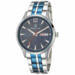 Daniel Klein Mens Watch - Stainless Steel - 44mm Analog - Quartz - Two-Tone - Silver Tone and Blue - DK12420-3