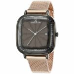 Daniel Klein Mens Square Watch - Mesh Strap - 40mm Analog - Quartz - White Hands - Black/Rose Gold Tone - DK12426-4