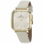 Daniel Klein Womens Square Watch - 31mm Analog - Quartz - Roman Numerals, Textured Dial - Gold Tone/Beige - DK12430-2