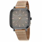 Daniel Klein Womens Square Watch - 31mm Analog - Quartz - Crystal Accented - Black/Rose Gold Tone - DK12481-4