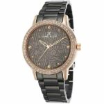 Daniel Klein Womens Watch - 38mm Analog - Quartz - Flower, Crystal Accented, Gemstones - Rose Gold Tone/Black - DK12497-2