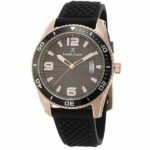 Daniel Klein Mens Watch - 44mm Analog - Quartz - Weave Pattern Band, Two-Tone Bezel - Rose Gold Tone / Black - DK12499-1