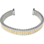 Face view of Two-Tone Expansion Watch Strap, Metal Stretchy Band, Straight End