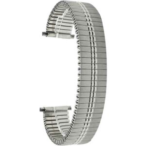 Top view of Silver Tone Expansion Band, Metal Stretch Strap, Straight End