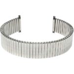 Face view of Silver Tone Mens Silver Tone Metal Stretch Watch Band, Stainless Expansion Strap