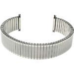 Face view of Silver Tone Expansion Watch Band, Metal Stretch Strap for Timex, Citizen & More