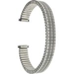 Top view of Silver Tone Womens Stretch Band, Metal Expansion Watch Strap, Straight End
