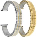 Bandini EX301 | Womens Expansion Watch Band, Metal Stretch Strap, Straight End