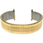 Face view of Gold Tone Mens Expansion Watch Band, Stainless Steel Stretch Strap, Straight End