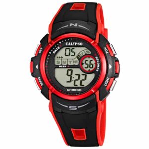 Calypso 45mm Mens Digital Sports Watch, Silicone Strap - Black / Red - K5610/5