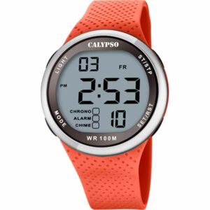 Calypso 44mm Mens Digital Sports Watch, Silicone Strap - Orange - K5785/2
