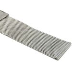 Closeup view of Silver Tone Fine Metal Mesh Watch Strap, Stainless Steel Mesh Milanese Band with Fold-Over Clasp