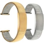 Bandini NX714 | Mens Silver & Gold Stretch Watch Strap, Expansion Band, Easy to Adjust