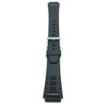 Top view of Black Black Rubber Watch Band for Casio & Timex Sports Watches with Stainless Steel Buckle