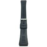Top view of Black 22mm Mens Black Rubber Watch Band with Stainless Steel Buckle