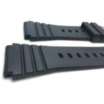 Side view of Black 22mm Black Mens Rubber Sports Watch Band Fits Casio, Timex and More with Stainless Steel Buckle