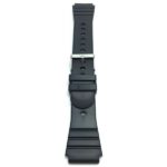 Top view of Black 22mm Black Mens Rubber Sports Watch Band Fits Casio, Timex and More with Stainless Steel Buckle