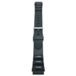 Top view of Black Black Rubber Watch Band fits Casio and Timex Sports Watches with Stainless Steel Buckle