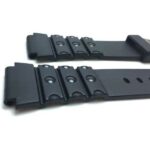Side view of Black Black Sports Rubber Watch Strap with Stainless Steel Buckle
