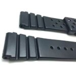 Side view of Black 22mm Black Rubber Sports Watch Strap, Citizen & Seiko Diver Watches with Stainless Steel Buckle