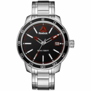Reebok Forge 1.0 Mens Watch, Analog, Stainless Steel And Black with Silver Stainless-Steel Strap - RD-FOR-G3-S1S1-BR