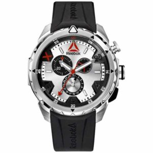 Reebok Impact Chrono Mens Watch, Analog, Stainless Steel with Black Silicone Strap - RD-IMP-G6-S1IB-1B